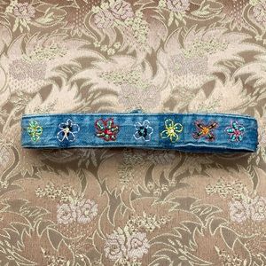NEW hand sewn upcycle denim beaded belt